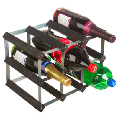 RTA 9-Bottle Wooden Wine Rack – Black Ash
